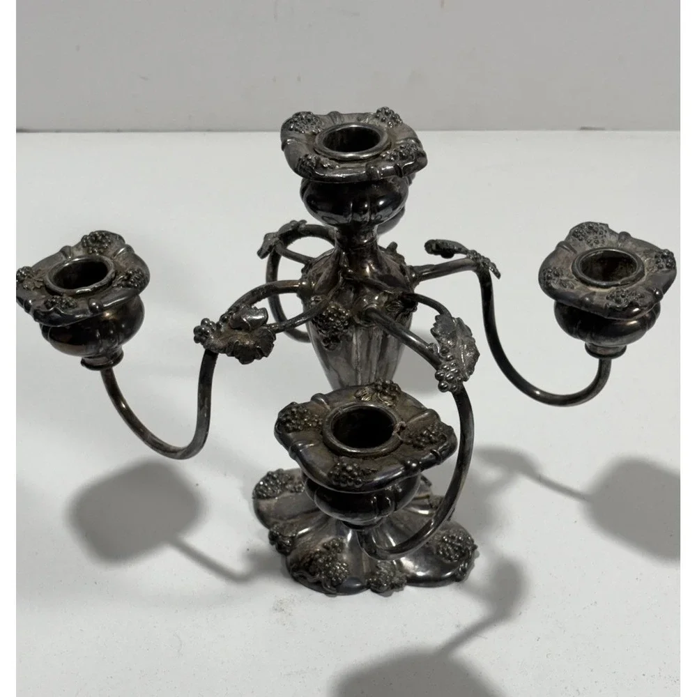 Antique Barbour SilverQuadruple Plate Grape‎ Art Nouveau Four 5 Arm Candleabra